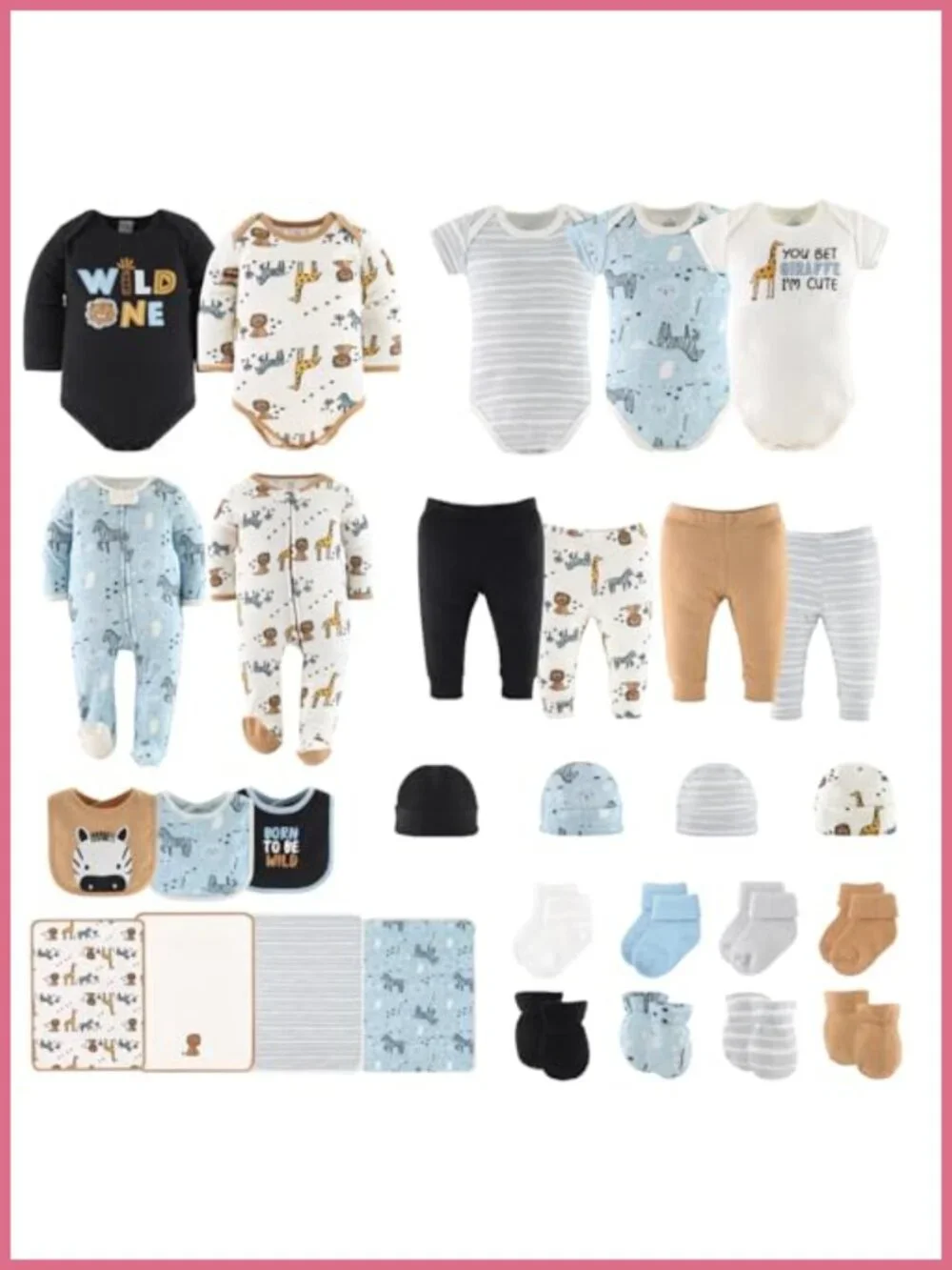 30-Piece Baby Layette Gift Set 100% Cotton Bodysuits Footies Bibs Newborn